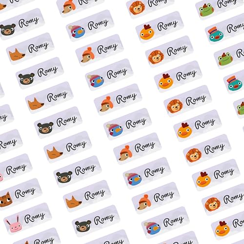 LabelKids – Namensaufkleber Lustige Tierköpfe – personalisierte Namensetiketten für Kinder 30x13 mm – Namenssticker wasserfest & langlebig – Sticker Namen für Schule, Kita, Trinkflaschen & Brotdosen von IH Engineering BV