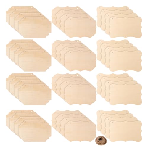 IHDYPPEW 48 Stück 3 Stil unlackiertes Holzschild mit Seilen, 22,4 x 14,5 cm, blanko Holzschild, rechteckiges hängendes Holzschild für Handwerk, Weihnachten, Hochzeit, Café, Garten, hängende Dekoration IHDYPPEW 48 Stück 3 Stil unlackiertes Holzschild mit Seilen, 22,4 x 14,5 cm, blanko Holzschild, rechteckiges hängendes Holzschild für Handwerk, Weihnachten, Hochzeit, Café, Garten, hängende Dekoration von IHDYPPEW