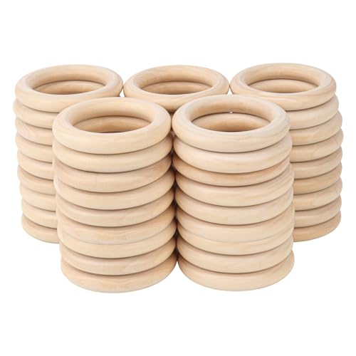 IHDYPPEW Holzringe zum Basteln, unlackierte Holzringe, Makramee-Holzringe für DIY-Schmuck, Windspiele, Pflanzenaufhängung, 45 Stück von IHDYPPEW