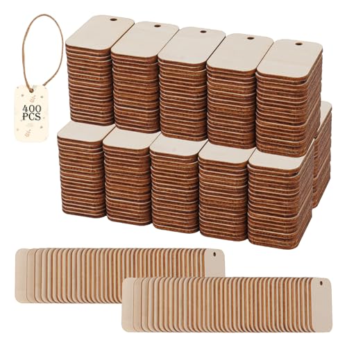 IHDYPPEW Unlackierte Holzanhänger, hängende Holzausschnitte, rechteckige Holzstücke zum Basteln, Hochzeitsplanung, Heimdekoration (5,1 x 3,3 x 0,2 cm), 400 Stück von IHDYPPEW