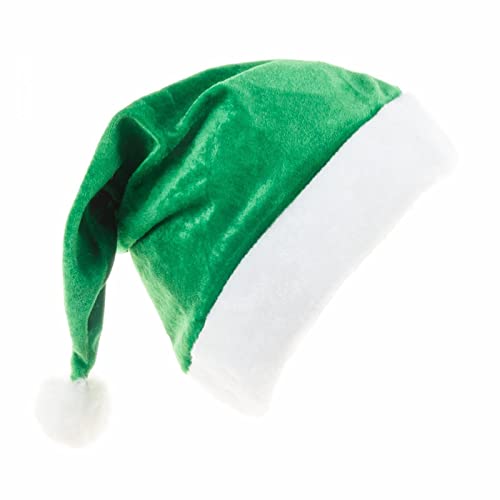 IHEHUA Weihnachtsmütze aus grünem goldenem Samt, kurz, Plüsch, Weihnachtsmannmütze, Party-Anziehrequisite, Weihnachtsmütze, 420 Party-Dekorationen für Erwachsene (Grün, Einheitsgröße) von IHEHUA