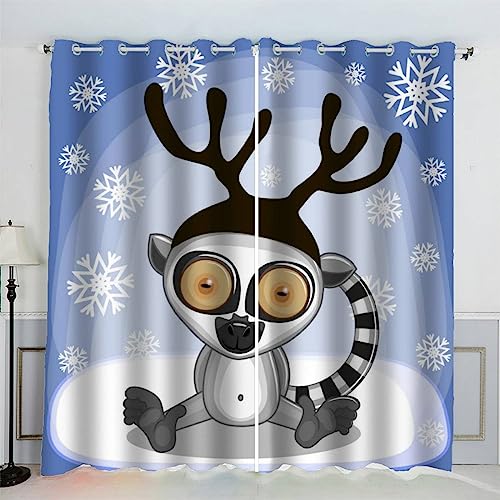 IHIPPO Verdunkelungsvorhänge für Kinder, Affe, modern, für Schlafzimmer, niedliche Tiere, Kinderzimmer, 2 Vorhänge, akustische Vorhänge, 70 x 160 cm (B x H) von IHIPPO