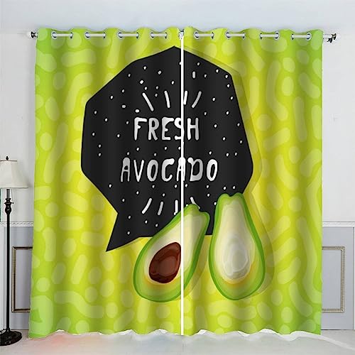 IHIPPO Verdunkelungsvorhänge für Kinder, Avocado, moderner Fenstervorhang für Schlafzimmer, Obst, Kinderzimmer, 2 Vorhänge, akustik, 70 x 160 cm (B x H) von IHIPPO