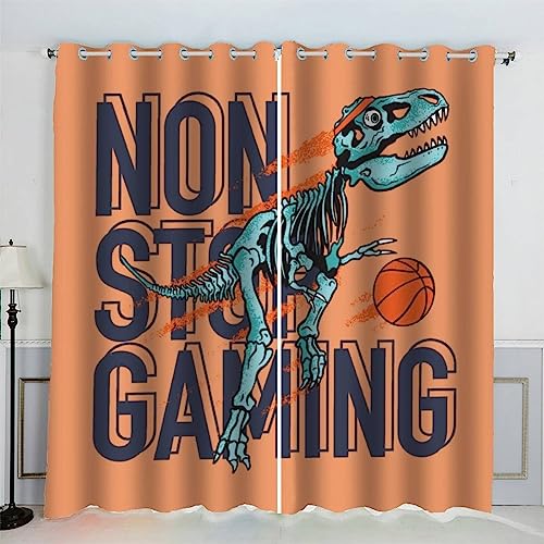 IHIPPO Verdunkelungsvorhänge für Kinder, Dinosaurier, Cartoon, moderner Fenstervorhang für Schlafzimmer, niedliche Tiere, Kinderzimmer, 2 Paneele, akustische Vorhänge, 70 x 160 cm (B x H) von IHIPPO