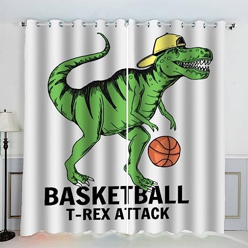 IHIPPO Verdunkelungsvorhänge für Kinder, Dinosaurier-Motiv, moderner Fenstervorhang für Schlafzimmer, niedliche Tiere, Kinderzimmer, 2 Vorhänge, akustische Vorhänge, 70 x 160 cm (B x H) von IHIPPO