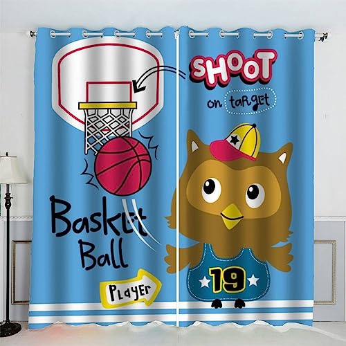 IHIPPO Verdunkelungsvorhänge für Kinder, Eule, moderner Fenstervorhang für Schlafzimmer, niedliche Tiere, Kinderzimmer, 2 Vorhänge, akustische Vorhänge, 70 x 160 cm (B x H) von IHIPPO