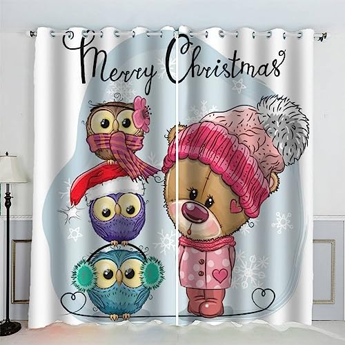 IHIPPO Verdunkelungsvorhänge für Kinder, Eule, moderner Fenstervorhang für Schlafzimmer, niedliche Tiere, Kinderzimmer, 2 Vorhänge, akustische Vorhänge, 70 x 160 cm (B x H) von IHIPPO
