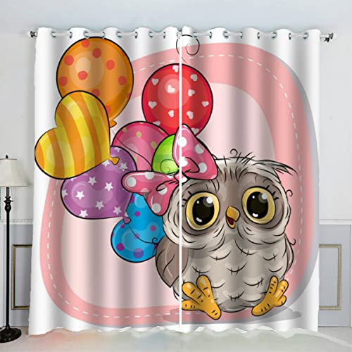 IHIPPO Verdunkelungsvorhänge für Kinder, Eule, moderner Fenstervorhang für Schlafzimmer, niedliche Tiere, Kinderzimmer, 2 Vorhänge, akustische Vorhänge, 70 x 160 cm (B x H) von IHIPPO