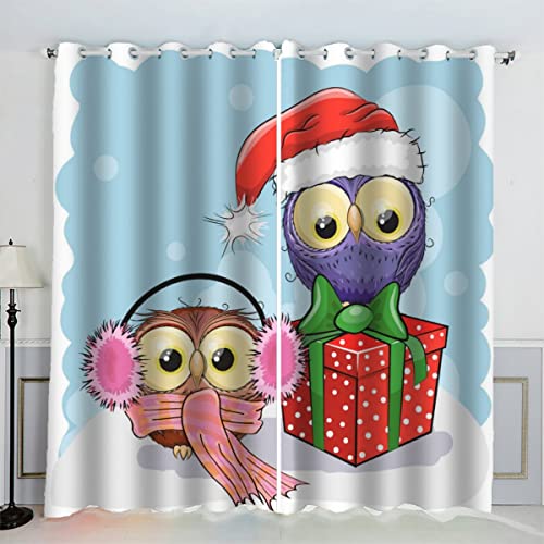 IHIPPO Verdunkelungsvorhänge für Kinder, Eule, moderner Fenstervorhang für Schlafzimmer, niedliche Tiere, Kinderzimmer, 2 Vorhänge, akustische Vorhänge, 70 x 160 cm (B x H) von IHIPPO