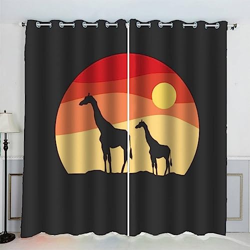 IHIPPO Verdunkelungsvorhänge für Kinder, Giraffe, modern, für Schlafzimmer, niedliche Tiere, Kinderzimmer, 2 Vorhänge, akustische Vorhänge, 70 x 160 cm (B x H) von IHIPPO