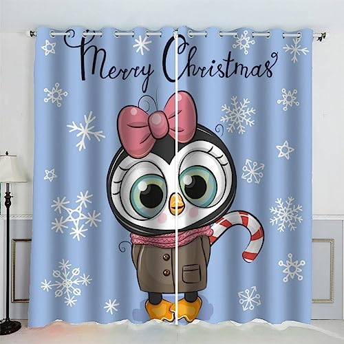 IHIPPO Verdunkelungsvorhänge für Kinder, Pinguin, Cartoon, moderner Fenstervorhang für Schlafzimmer, niedliche Tiere, Kinderzimmer, 2 Paneele, akustische Vorhänge, 70 x 160 cm (B x H) von IHIPPO