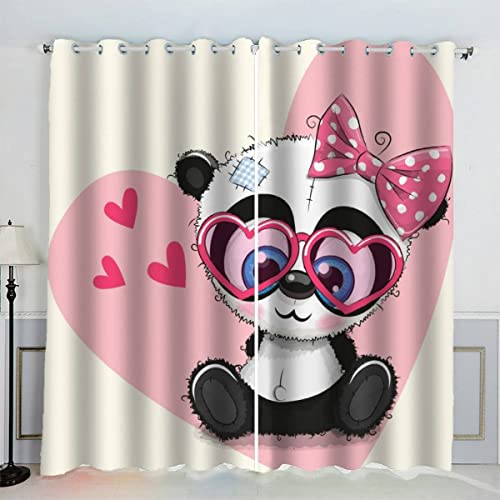 IHIPPO Verdunkelungsvorhänge für Kinder, niedlicher Panda, modern, für Schlafzimmer, Tiere, Kinderzimmer, 2 Vorhänge, akustische Vorhänge, 70 x 160 cm (B x H) von IHIPPO