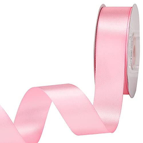 IHKFILAN Satinband, in Rosenrosa(25 mm x 22.86 m), matt glänzendes Geschenkband, edles Schleifenband zum Dekorieren & Basteln, zum Einpacken besonderer Geschenke, für Hochzeiten, Taufen, uvm von IHKFILAN