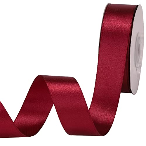 IHKFILAN Satinband, in Wein(25 mm x 22.86 m), matt glänzendes Geschenkband, edles Schleifenband zum Dekorieren & Basteln, zum Einpacken besonderer Geschenke, für Hochzeiten, Taufen, uvm von IHKFILAN