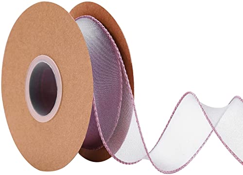 IHKFILAN 38 mm Drahtband zum Verpacken von Geschenken, Organzaband für Hochzeit, Geburtstag, Valentinstag, Weihnachtsdekoration, Chiffon-Bastelband für Haarsträuße (Dunkellila, 10 Yards) von IHKFILAN