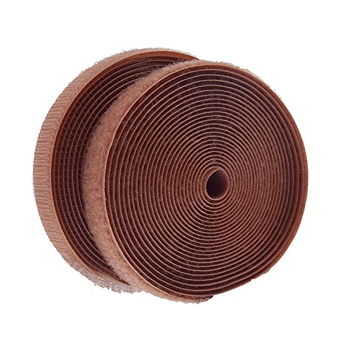 IHKFILAN Klettband 20 mm breit zum Nähen klettband beidseitig (Haken、Schlaufe) Nylon Gewebe-Klebeband mit Non-Kleber für DIY 4.57 M Rolle Kaffee von IHKFILAN