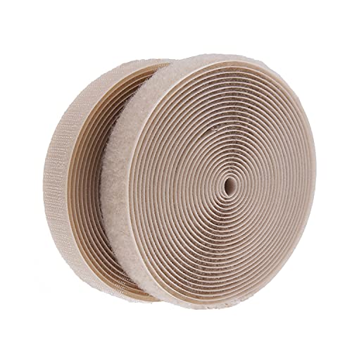 IHKFILAN Klettband 20mm breit zum Nähen klettband beidseitig (Haken + Schlaufe) Nylon Gewebe-Klebeband mit Non-Kleber für DIY 4.57M Rolle Khaki von IHKFILAN