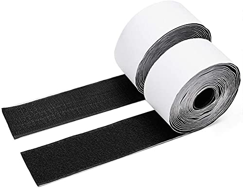 IHKFILAN Klettband Selbstklebend Extra Stark Klettverschluss | Doppelseitig Klebende Flauschband Hakenband(Schwarz, 50 mm, 5 Meter) von IHKFILAN