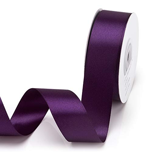 IHKFILAN Satinband, in Plum(25 mm x 22.86 m), matt glänzendes Geschenkband, edles Schleifenband zum Dekorieren & Basteln, zum Einpacken besonderer Geschenke, für Hochzeiten, Taufen, uvm von IHKFILAN