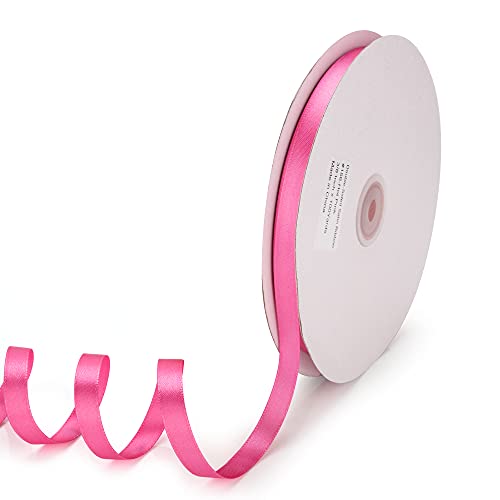 IHKFILAN Satinband, in Pink (10 mm x 91.44 m), matt glänzendes Geschenkband, edles Schleifenband zum Dekorieren & Basteln, zum Einpacken besonderer Geschenke, für Hochzeiten, Taufen, uvm von IHKFILAN