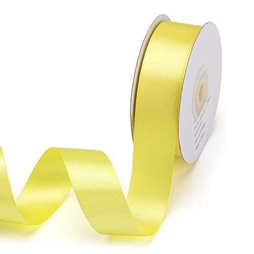 IHKFILAN Satinband, in Zitrone (25 mm x 22.86 m), matt glänzendes Geschenkband, edles Schleifenband zum Dekorieren & Basteln, zum Einpacken besonderer Geschenke, für Hochzeiten, Taufen, uvm von IHKFILAN