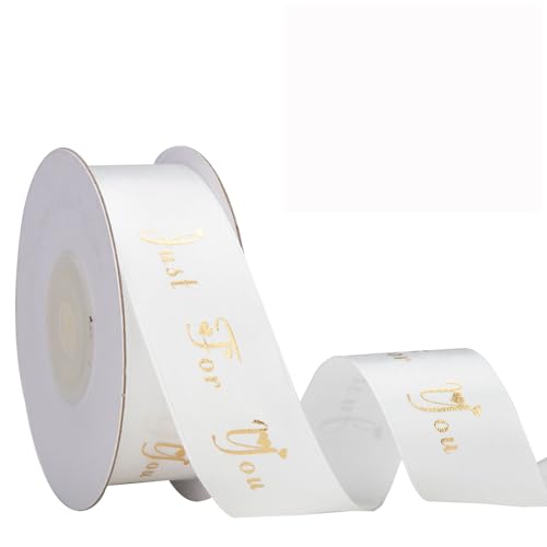IHKFILAN Satinband für Geschenkverpackung, 1 Zoll 25 Yards nur für Sie Band, Polyesterband mit goldenen Buchstaben für Einladungen Blumensträuße Geburtstagsfeiern Hochzeiten (Off White, Just For You) IHKFILAN Satinband für Geschenkverpackung, 1 Zoll 25 Yards nur für Sie Band, Polyesterband mit goldenen Buchstaben für Einladungen Blumensträuße Geburtstagsfeiern Hochzeiten (Off White, Just For You) von IHKFILAN