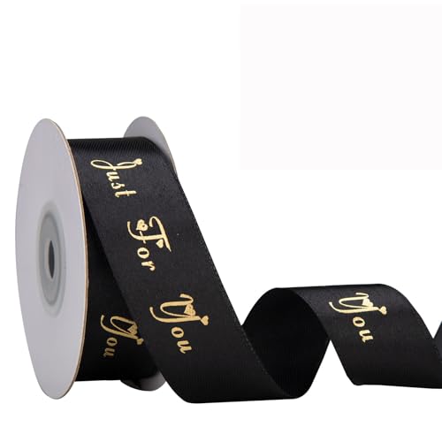 IHKFILAN Satinband für Geschenkverpackung, 1 Zoll 25 Yards nur für Sie Band, Polyesterband mit goldenen Buchstaben für Einladungen Blumensträuße Geburtstagsfeiern Hochzeiten DIY (Black, Just For You) IHKFILAN Satinband für Geschenkverpackung, 1 Zoll 25 Yards nur für Sie Band, Polyesterband mit goldenen Buchstaben für Einladungen Blumensträuße Geburtstagsfeiern Hochzeiten DIY (Black, Just For You) von IHKFILAN