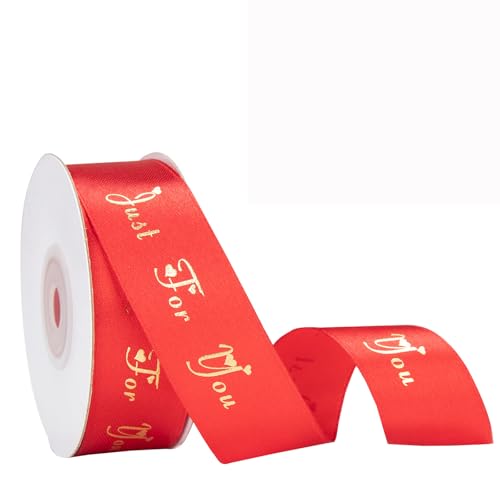 IHKFILAN Satinband für Geschenkverpackung, 1 Zoll 25 Yards nur für Sie Band, Polyesterband mit goldenen Buchstaben für Einladungen Blumensträuße Geburtstagsfeiern Hochzeiten DIY (Red, Just For You) IHKFILAN Satinband für Geschenkverpackung, 1 Zoll 25 Yards nur für Sie Band, Polyesterband mit goldenen Buchstaben für Einladungen Blumensträuße Geburtstagsfeiern Hochzeiten DIY (Red, Just For You) von IHKFILAN
