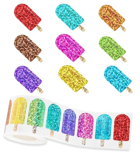 Eiscreme Sticker 3D 500 PCS Eiscreme Aufkleber, Scrapbook Travel Sticker Set, Bunte Aufkleber Kinder Sommer, Geschenkaufkleber Geburtstag für Scrapbooking, Umschläge, Geschenke (A) von IHLOOTD