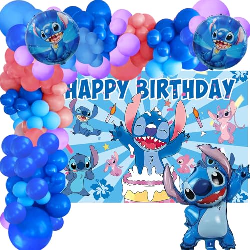 Geburtstagsdeko Luftballons Girlande Blau Lila Rosa 116 Stück Deko Geburtstag Folienballon Happy Birthday Hintergrund für Kindergeburtstag, Thema Party, Babypartys von IHLOOTD