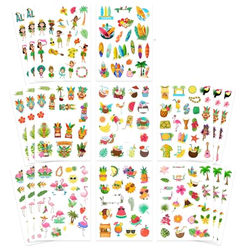 Sommer Strand Aufkleber 498 PCS Sommer Sticker Kinder Scrapbook Travel Sticker Set Fotoalbum Hawaiiaufkleber für DIY, Partygeschenke, Scrapbooking Deko (B) von IHLOOTD