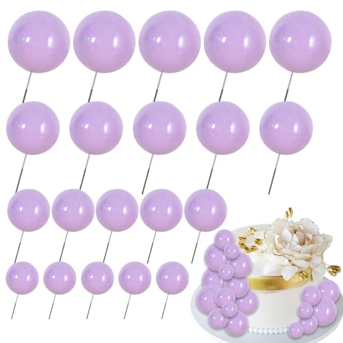 Tortendeko Kugeln, 20 Stück Cake Topper Geburtstag Hochzeitstorte Deko Cupcake Decoration für Kindergeburtstag, Baby Shower, Hochzeit (Lila) von IHLOOTD