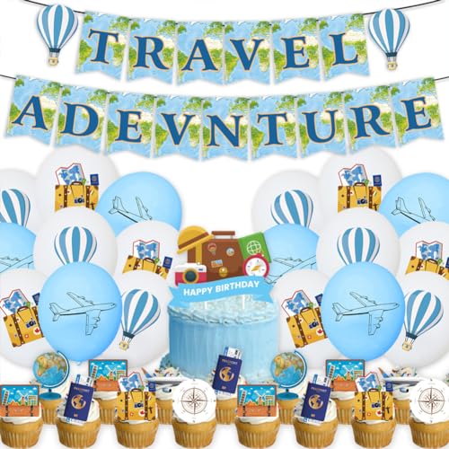 Bon Voyage Party Dekoration,Adventure Party Dekorations Set,Reise-Themenparty-Dekorations Set Globale Reisekarte Banner Cake Topper Latex Ballon Deko Set Für Retirement Parties Abschiedsparty Bon Voyage Party Dekoration,Adventure Party Dekorations Set,Reise-Themenparty-Dekorations Set Globale Reisekarte Banner Cake Topper Latex Ballon Deko Set Für Retirement Parties Abschiedsparty von IHLux