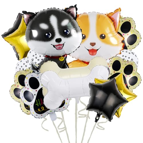 Hunde LuftBallons 24 Stück, Corgi und Husky Folien-Luftballons, Hunde-Knochen/Pfotenabdruck-Ballons, Party Dekoration für Hunde-Geburtstagsdekorationen, Kinder Party, Babyparty-Zubehör von IHLux