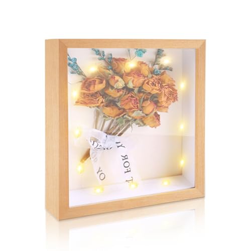 IHONYI 3D Bilderrahmen Zum Befüllen - Personalisierbare Spardose Bilderrahmen,Objektrahmen Tief 20x20cm für Objekt Bis 3.2cm,Rahmen für Sparen/Deko Wand,mit 3M LED Lichterkette&Bänder,Holz IHONYI 3D Bilderrahmen Zum Befüllen - Personalisierbare Spardose Bilderrahmen,Objektrahmen Tief 20x20cm für Objekt Bis 3.2cm,Rahmen für Sparen/Deko Wand,mit 3M LED Lichterkette&Bänder,Holz von IHONYI