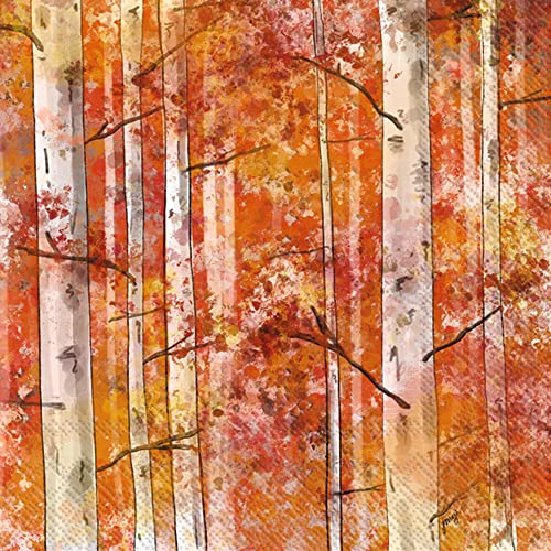 Herbstparty-Servietten – 40 Stück | 2 Packungen mit 20 CT Cocktail-Servietten | Herbst-Birken-Design, 12,7 x 12,7 cm von IHR Ideal Home Range