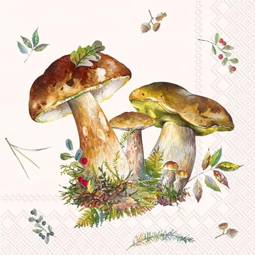 IHR Ideal Home Range Cocktail-Servietten, Einweg-Servietten, 3-lagig, 12,7 x 12,7 cm, Pilz-Kollektion, 20 Stück IHR Ideal Home Range Cocktail-Servietten, Einweg-Servietten, 3-lagig, 12,7 x 12,7 cm, Pilz-Kollektion, 20 Stück von IHR Ideal Home Range