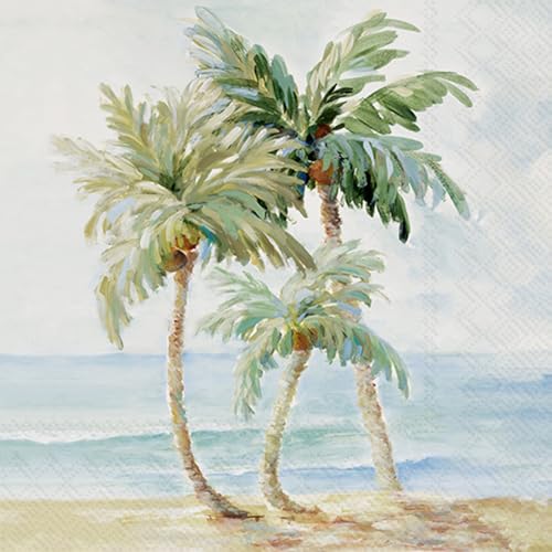 IHR Ideal Home Range Party-Servietten, Einweg-Servietten, 3-lagig, 16,5 x 16,5 cm, Palms In Paradise, 20 Stück von IHR Ideal Home Range