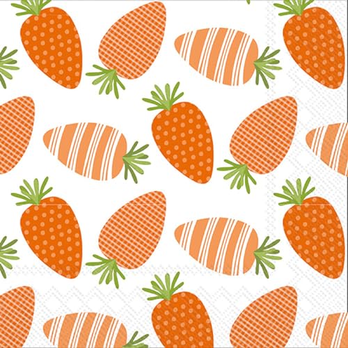 Party-Servietten mit Karotten, 40 Stück, 2 Packungen, 20 Stück, Lunch-Servietten im Karotten-Patch-Design Party-Servietten mit Karotten, 40 Stück, 2 Packungen, 20 Stück, Lunch-Servietten im Karotten-Patch-Design von IHR Ideal Home Range