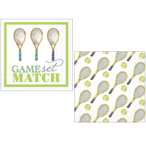 Party-Servietten mit Tennis-Motto, 40 Stück, 2 Packungen mit 20 Karat, Spiel-Set, Match- und Tennis-Designs, 12,7 x 12,7 cm Party-Servietten mit Tennis-Motto, 40 Stück, 2 Packungen mit 20 Karat, Spiel-Set, Match- und Tennis-Designs, 12,7 x 12,7 cm von IHR Ideal Home Range