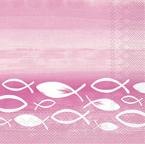 20 Servietten Festlicher Schwarm Fische pink | Kommunion | Konfirmation | Taufe | Mädchen | Tischdeko | Decoupage | Serviettentechnik 33x33cm von IHR