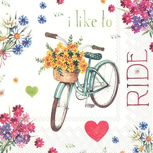 20 Servietten Liebe zum Fahrrad | Frühling | Sommer | Tischdeko | Decoupage | Serviettentechnik 33x33cm von IHR