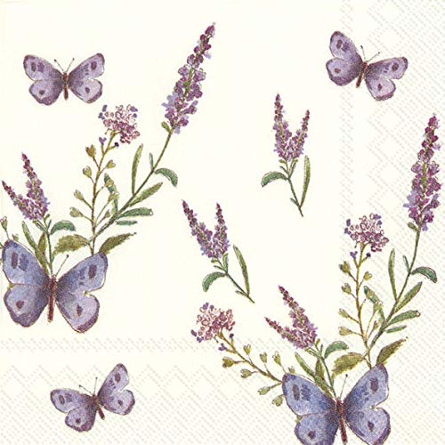Die wunderschönen Servietten Lavendel mit Schmetterlingen in Cocktailgröße 25x25 cm! Die wunderschönen Servietten Lavendel mit Schmetterlingen in Cocktailgröße 25x25 cm! von IHR
