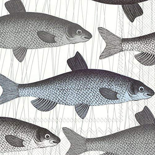 IHR Papier-Servietten, Motiv Fische, 3-lagig 33 cm quadratisch, 20 Stück von IHR