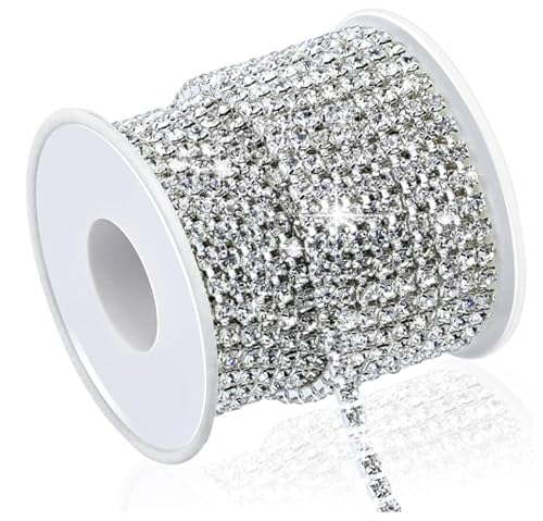 Strass-Kette zum Nähen, 9,1 m, 4 mm, SS16, Silber von IIDEA