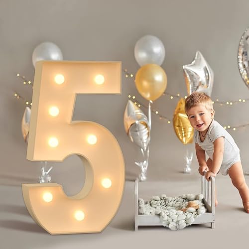 IINCOOY 70–120 cm DIY-Festzelt-Leuchtzahlen for Geburtstagsparty-Dekoration, Mosaik-Zahlen for Luftballons, Jubiläumsfeier, Schaumstoffbrett-Set (Color : 5, Size : 100cm) von IINCOOY