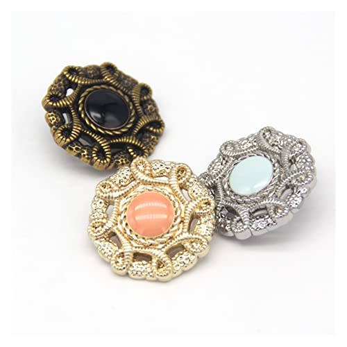 Metallknöpfe im Vintage-Stil, bunt, bronzefarben, goldfarben, für Mantel, Kleidung, hohl, dekoratives Nähzubehör, Großhandel (Farbe: A, Größe: 15 mm) (A 25 mm), 6 Stück von IIPOSAQQ