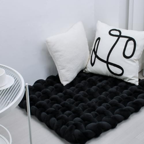 IIQI 70 * 80 cm dick Weiches Kissen handgewebt Tapis de jeu Pour bébé Bauch Zeit Kissenbereich Teppiche Tapis Sitzkissen (Black) von IIQI