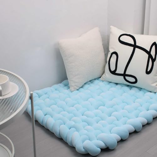 IIQI 70 * 80 cm dick Weiches Kissen handgewebt Tapis de jeu Pour bébé Bauch Zeit Kissenbereich Teppiche Tapis Sitzkissen (Blue) von IIQI