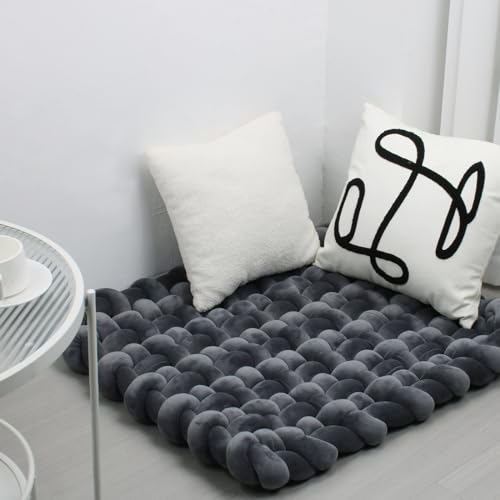 IIQI 70 * 80 cm dick Weiches Kissen handgewebt Tapis de jeu Pour bébé Bauch Zeit Kissenbereich Teppiche Tapis Sitzkissen (Dark Grey) von IIQI
